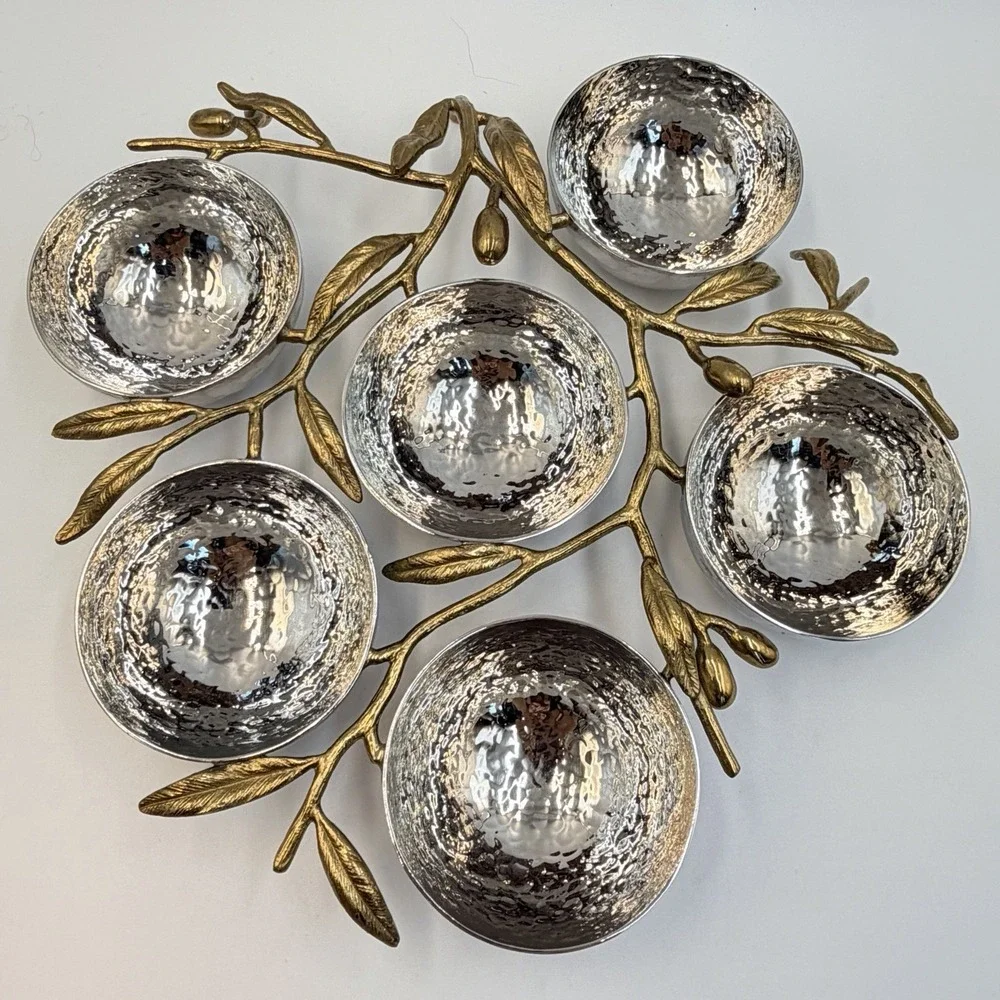 Michael Aram Olive Branch Seder Plate Passover Stainless Steel Brass